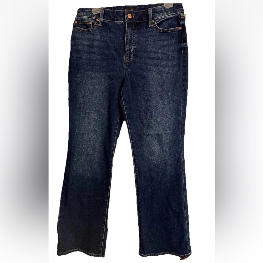 Talbots Women’s  High  Waist Barley Bootcut Jeans Size10P Dark Wash Stretch Jean